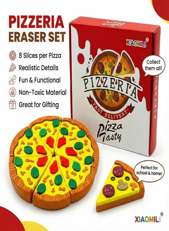 Magic Star Pizza Slice Eraser Set for Kids Cute Food Shaped Puzzle Erasers Removable Pieces Fun Stationery for School Art Office Use. (Pack of 1) (2) - Image 5